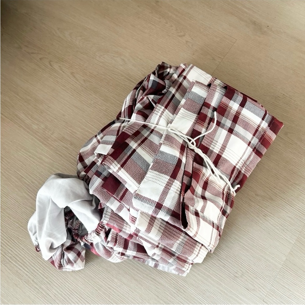 Plaid Home Bedding Sheet Set - Red and White